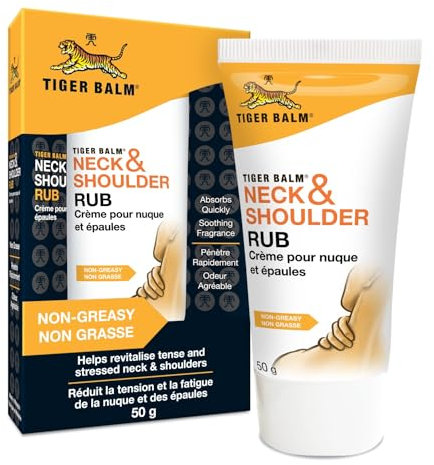 Tiger Balm - Crème Neck and Shoulder - Réduit tensions et fatigue de la nuque et des épaules grâce au massage - Application facile, penètre rapidement - Tube 50g