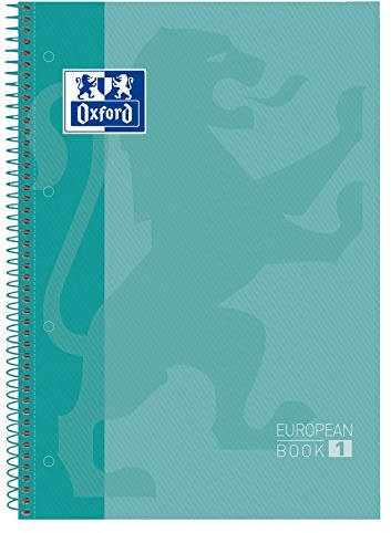 Oxford cuaderno Europeanbook 1, microperforado, tapa extradura, espiral, a4+, cuadrícula 5x5, color ice mint