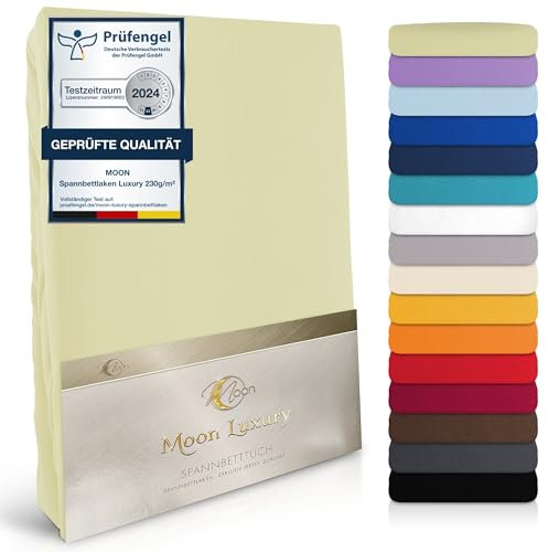 MOON-Luxury Spannbettlaken Spannbetttuch Jersey Stretch 230g/m² für Wasserbetten, Boxspringbetten und herkömmliche Matratzen (Pistazie, 90x200-100x220)
