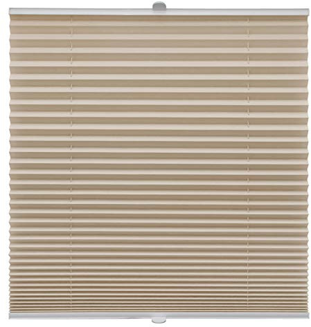 Plissee auf Maß Klemmfix für alle Fenster Montage über Klemmträger bis 27mm Faltrollo Blickdicht Sonnenschutzrollo Fenster-rollo Beige Breite: 71-80 cm, Höhe: 151-200 cm