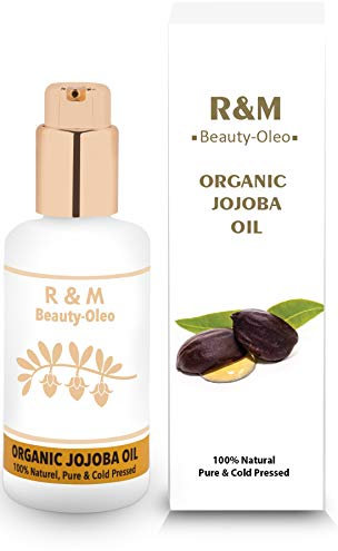 R&M - Aceite de jojoba prensado en frío para cara, cuerpo, cabello y más - 100% orgánico, comercio justo - Una piel más bella, una cara más limpia y un cabello fuerte - 100ml