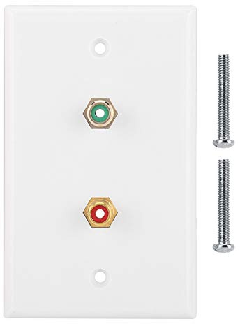 Fdit Doppio connettore piastra da parete con presa centrale bianca, piastra da parete per subwoofer ricevitore stereo e altri dispositivi