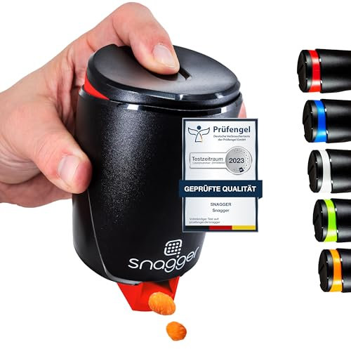 snagger - Der Snackspender // saubere Hände beim Snacken // geeignet für Erdnüsse, NicNacs, UVM // Männer, Gamer Geschenk // Made in Germany (schwarz-rot)