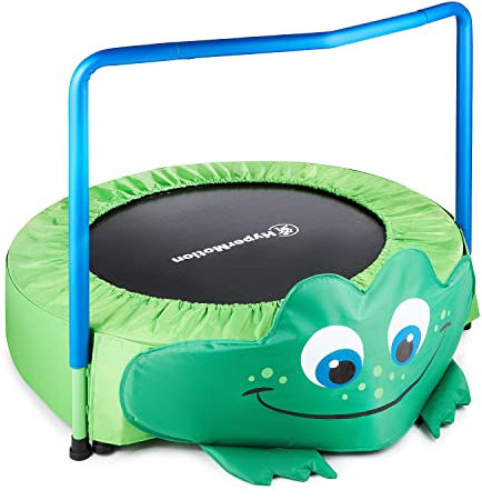 HyperMotion Frosch Kindertrampolin 90 cm mit Haltegriff - Indoor/Outdoor Gartentrampolin, 6 rutschfeste Beine, Schaumstoffgriff - für Kinder 3-6 Jahren, bis 50 kg