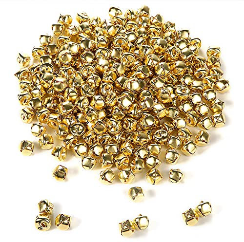 AIEX 300st Glöckchen Weihnachten, 13 mm/ 0,5 Zoll Kleine Basteln Glocken Metallglöckchen Klein für Bastelprojekte Heim Weihnachtsschmuck (Gold)