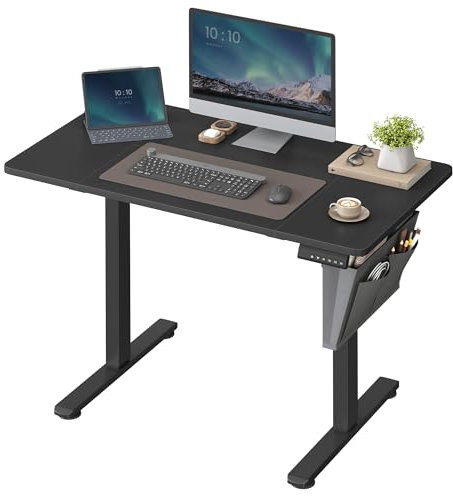 SONGMICS Höhenverstellbarer Schreibtisch elektrisch, 110 x 60 cm, Verstellbarer Tisch, Memory-Funktion für 4 Höhen, für Büro, tintenschwarz LSD131B01
