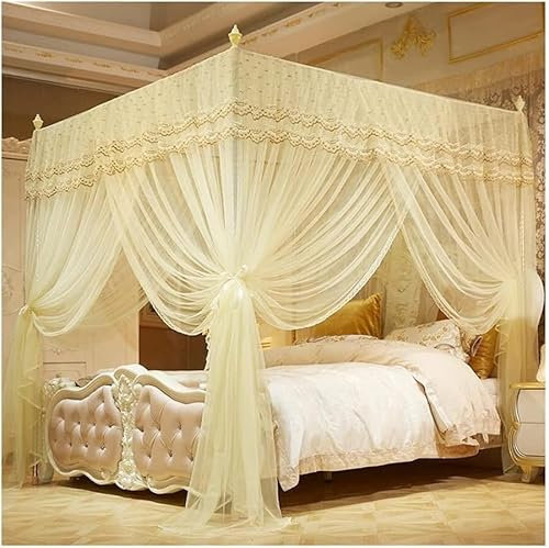 Myggnät Överkast Sommar Överkast Myggnätshållare Set Extra Large Room Romantic Spets Sänggardin (Färg: Rosa-1, Storlek: 200x220cm/79x87tum) (Färg