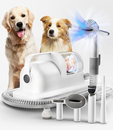 Blanlody Hundestaubsauger mit Bürste, 16000 Pa Leise Hundebürste Staubsauger Saugt 99.99% der Tierhaare Hundeschermaschine Hund Katze, Tierhaarentferner mit 6 Pflegewerkzeugen, 1.5L Staubbehälter