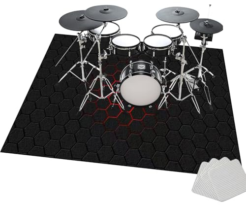 Alfombra de Tambor Insonorizada, Alfombra para Batería y Percusión Antideslizante, 100 x 80 cm Alfombra Profesional Rectangular de Jazz para Caja Bombo Baterías Acústico Tambor y Otros Instrumentos