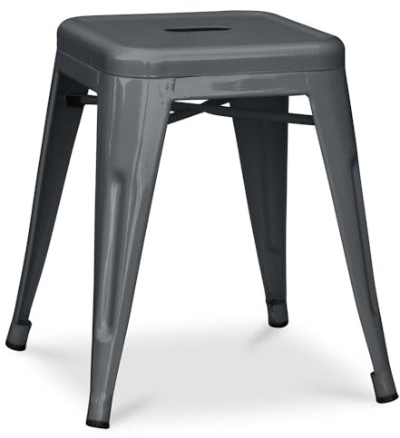 Iconik Interior Industrial Style Hocker, industrielles Design, 45 cm – Neue Edition – Stylix Dunkelgrau