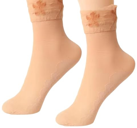 15 Paia Calzini Nylon Donna, Trasparenti Calze, Taglia Unica Calze Elasticizzate con Motivo Antiscivolo, Calzini Estivi da Donna Sottili alla Moda, Morbide e Confortevoli, Setosi Antiscivolo