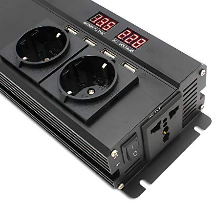 Omvandlare, inverterare ren sinus bilinverterare 6 000 W Peak DC 12 V/24 V till AC 220 V display inverterare volts omvandlare laddare inverser-transformerare (24 V svart)