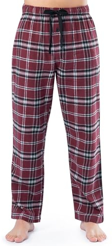 Fruit of the Loom Men's Soft Flannel Pajama Lounge Sleep Pant, Dark Red Plaid, X-Large