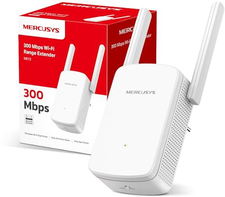 MERCUSYS ME12 WiFi Extender Booster, 2 External Antennas WiFi Booster, APP Control WiFi Extender,TP-Link WiFi Repeater Works with Any Router or Wireless Access Point,Plug and Play,Signal Indicator