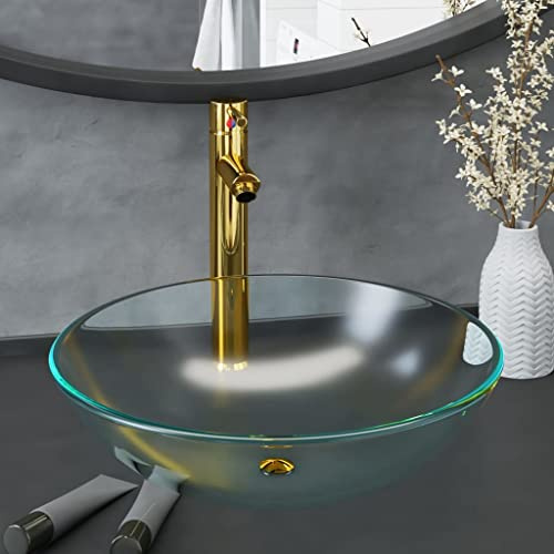 Genérico Lavabo baño Grifo&desagüe de Empuje Vidrio Templado esmerilado-3098446