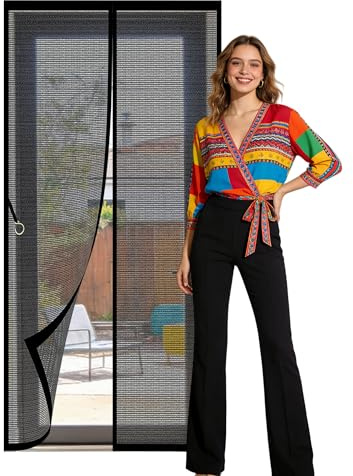 Zanzariera Porta Finestra 68 x 220 cm Facile da Installare Zanzariera Magnetica Anti Insetti Anti Zanzare Insetti per Porta Finestra Balcone Soggiorno, Nero