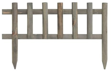 Ordellia 10 bordes de césped de madera de abeto gris lacado, 440 x 29 cm, borde de bancal de jardín, arriate alto, parterre, borde de corte, borde de jardín, limitación de césped