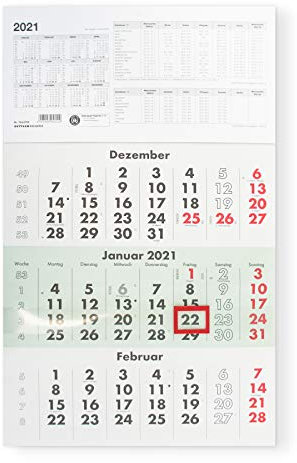 Zettler 956-0700 Wand-,Wandkalender Auslagen-Display und Bastelkalender 3-Monats-Planer UWS 3M 1S