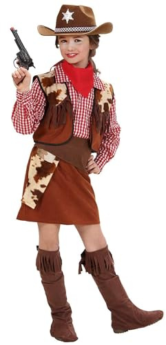 W WIDMANN MILANO Party Fashion - Costume pour enfant « Cowgirl, shérif » | Ensemble de costume comprenant chemise, gilet, jupe, ceinture avec étui, surbottes et foulard – jeux de rôle