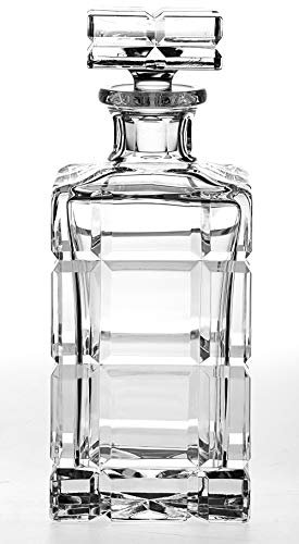 Barski - Hand Cut - Mouth Blown - Crystal - Whiskey - Beautiful Square Decanter - 25 oz. - Made in Europe