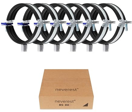 neverest® RS 80mm - Abrazadera de Tubo con Junta de Goma Rosca M8/M10-6 Piezas