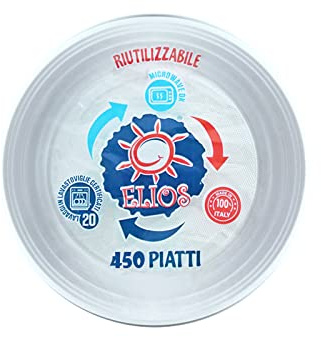 VIRSUS Piatti Piani Riutilizzabili rigidi Bianchi stoviglia riutilizzabile Diametro 21CM lavabili 20 cicli in lavastoviglie, Adatti per il microonde, Varie Quantità (450)