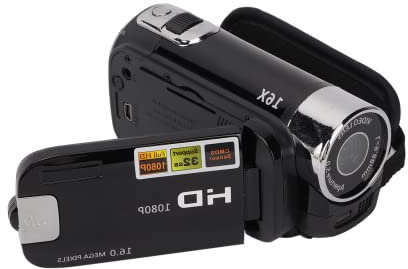 Shanrya Videocámara con Cámara de Video, 16MP 16X Zoom Grabadora de Cámara con Pantalla a Color de 2.7 Pulgadas Rotación de 270 ° para Regalos para Niños para la Familia(Negro)