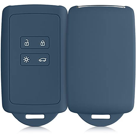 kwmobile Autoschlüssel Hülle kompatibel mit Renault 4-Tasten Smartkey Autoschlüssel (nur Keyless Go) - Silikon Schutzhülle Schlüsselhülle Cover in Dunkler Schiefer