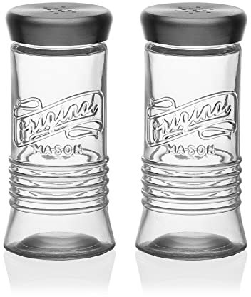 TIENDA EURASIA® Salero y Pimentero de Cristal con Tapa de Acero - Diseño Vintage Original - 5,5 x 5,5 x 12 cm