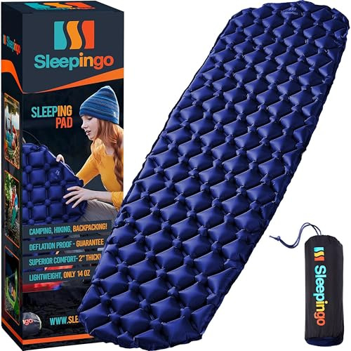 Sleepingo Inflatable Mat - Ultralight Sleeping Pad for Campings and Backpackings - Compact Air Mattress - Mats with Tear-Resistant Ripstop Nylon - Lightweight, Portable - 73.5 x 21.5 - Blue