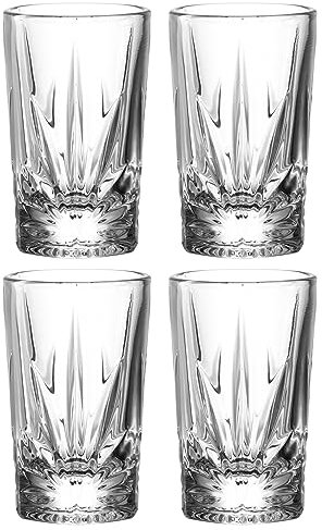 Leonardo Capri Stamper, set om 4 – shotglas med fasetteutseende, högkvalitativt utförande – innehåll 70 ml – diskmaskinssäker – 4 likörglas transparent, 022770
