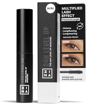3INA MAKEUP - The 24H Level Up Mascara 900 (mini) - Schwarz Wimperntusche Lange Wimpern - Volume Länge Kurve Mascara - Wimperntusche für Empfindliche Augen - Reisegröße - Vegan - Cruelty Free