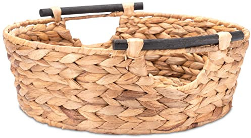 Decorasian Panier de rangement tressé en jacinthe d'eau avec poignées Panier cadeau ou panier cadeau vide Paniers cadeaux idéaux du grand au petit 37 cm Naturel DA-B0005