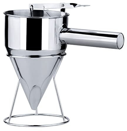 Teigspender 1200ml Edelstahl Kuchen Teigportionierer mit Ständer, 21mm Loch Pfannkuchen Teig Portionierer Trichter Backtrichter für Pfannkuchen, Muffins, Waffeln, Cupcakes, Keks