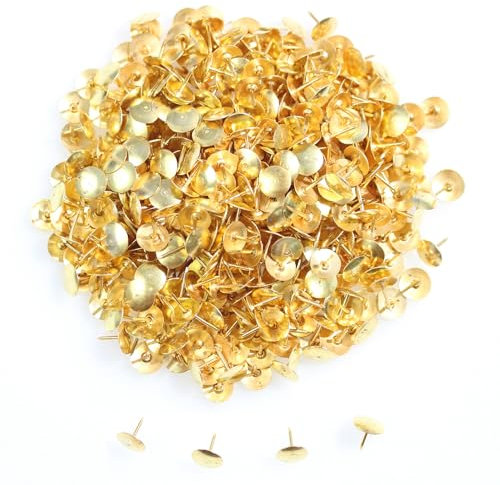 1000 Stück Reißzwecken, BetterJonny 9,5 mm Gold Push Pins Eisen Daumen Tacks Kopf Nagel Pin Türnagel für Büro oder DIY