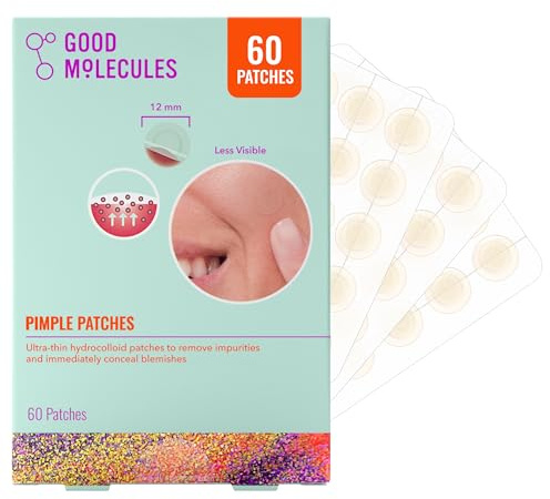 Good Molecules Pimple Patches - 60 Ultra-Thin Hydrocolloid Patches To Conceal Whiteheads, Blackheads And Blemishes, Target Acne And Impurities - Cellulose And Pectin Face Skin Care