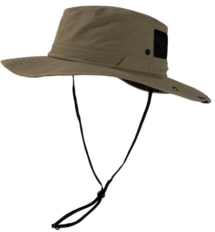 TOP-EX Herren UPF 50 Safarihut mit breiter Krempe und Sonnenbrillenhalter - UV-Schutz Fischerhut, Wasserdicht & Atmungsaktiv - Faltbarer Sonnenhut für Outdoor, Wandern, Camping, Angeln Grün L/XL