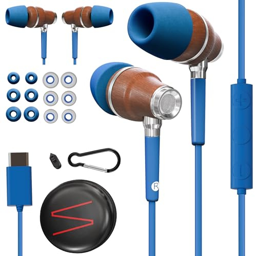 Symphonized Premium Wooden Wired Earbuds with Microphone (USB C/Type C)