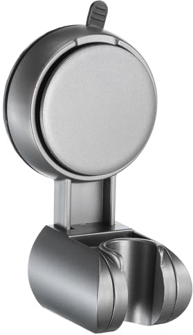 sourcing map Shower Head Holder, Suction Cup Shower Head Holder, Handheld Removable Showerhead and Wall Mounted Suction Bracket (L-Shaped, Grey)