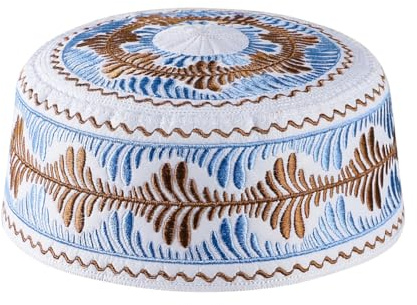 XGOPTS Bonnet Prière pour Enfants Garçons Chapeau Musulman en Coton Casquette Calotte Islamique Kufi Arabe Traditionnel Bonnet Brodé pour Arabie Turque Hui Saudi Couvre-Chef Rond Cadeau d'Aïd Ramadan