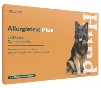 vetevo Test d'allergie Plus pour chien, test d'intolérance pour chien, en cas de démangeaisons et d'éternuements, plus de 175 aliments, intolérances alimentaires, herbes, pollen, etc.