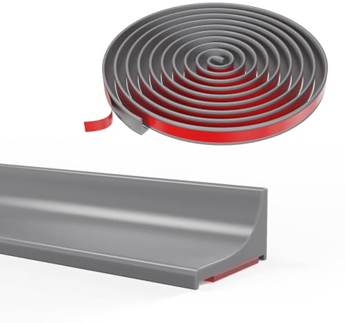 Silicone barre de seuil douche, joint pour douche, rebord douche italienne, barriere de douche anti débordement, Adatto per bagni, docce e cucine (Gris, 305CM)