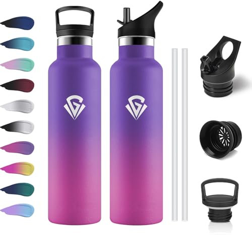 Borraccia Termica 750ml, Borraccia con Cannuccia, senza BPA, Borraccia Termica a Prova di Perdite, Doppia Parete, Facile Pulizia, a Prova di Perdite, Termos per Palestra, Sport, Bici, Campeggio