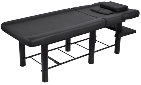 High Performance Massage Table, Wide Massage Table, Stationary Spa Face Bed with Cosmetic Table with Adjustable Back Rest for Cosmetic Spa Hairstyles