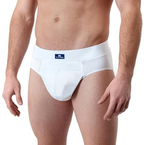THE VISIONBROS Inkontinenz Slip Herren – Inkontinenz Pants Männer mit Blasenschwäche | patentiertes Zwei-Kammern-System zum Einlegen von Pads bis Level 3 | diskret, waschbar, atmungsaktiv (Weiß, M)