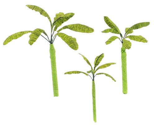 INOOMP 3pcs Banana Tree Model Artificial Mini Banana Tree Decoration for Miniature Scene Simulation Made of Material and Use