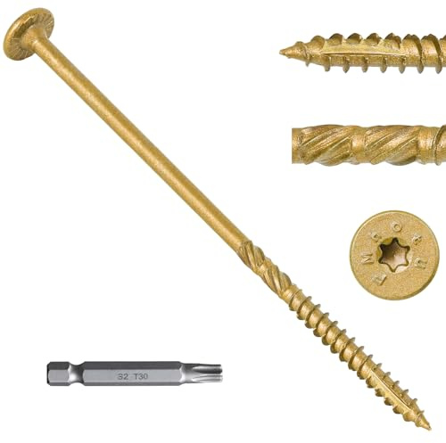 10 Inch Heavy-Duty Outdoor Deck Screws, 150Pcs Star Drive Decking Wood Screws, Rust Resistant Timber Screws for Timber/Log/Landscaping Wood (#14 x 10 Tan)