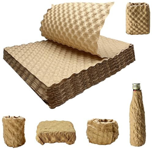 100PCS Paper Bubble Wrap, 29x38cm Lengthen Eco Cushioning Wrap, Alternative to Plastic Bubble Wrap Filler for Storing Delicate Items Moving House Shipping Packing Breakables Gift