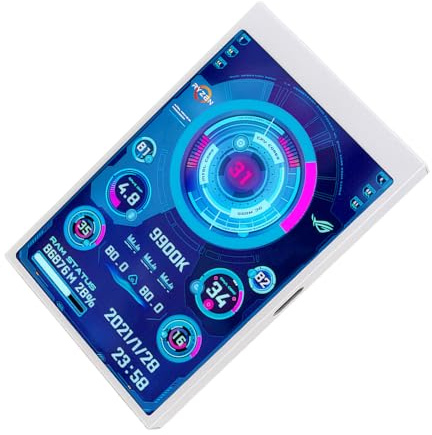 ALCXAZS Mini Bildschirm für echte Gamer, einfach zu HD, IPS, breite Kompatibilität, Computermonitore, sekundäre Bildschirmanzeige, CPU, Weiß