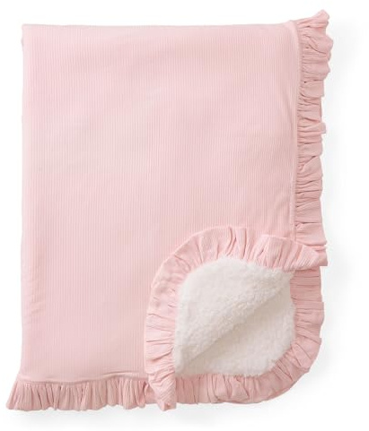 Little Sleepies Newborn Mini Ruffle Blanket, Soft Viscose from Bamboo Sherpa Baby Blanket, Girl Gifts, Baby Essentials, Prima Pink Ribbed, 30 inches x 40 inches
